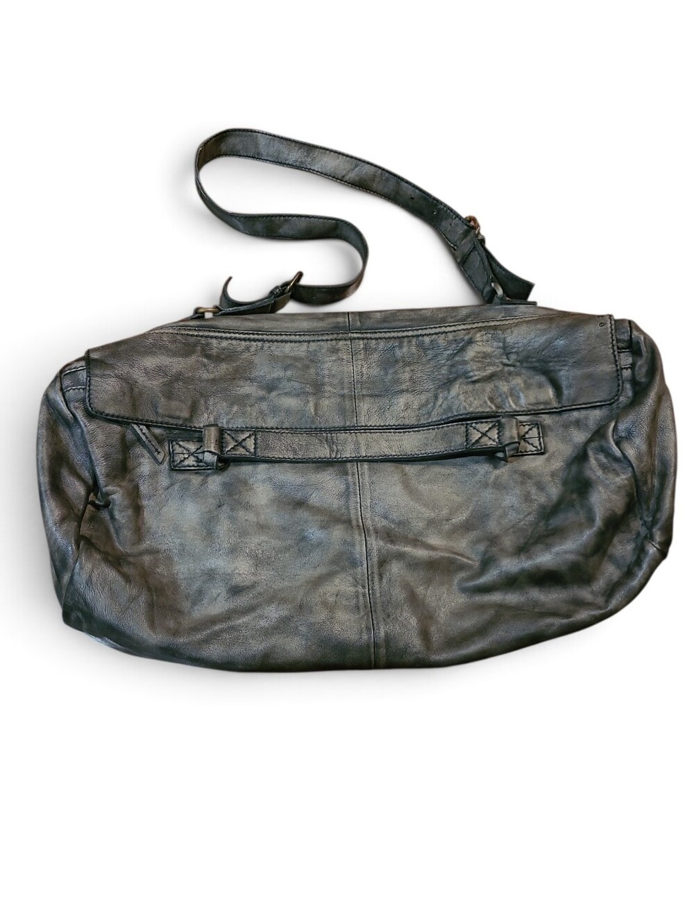 We The Free Distressed Lamb Leather Weekender Duffle Bag Faded Black